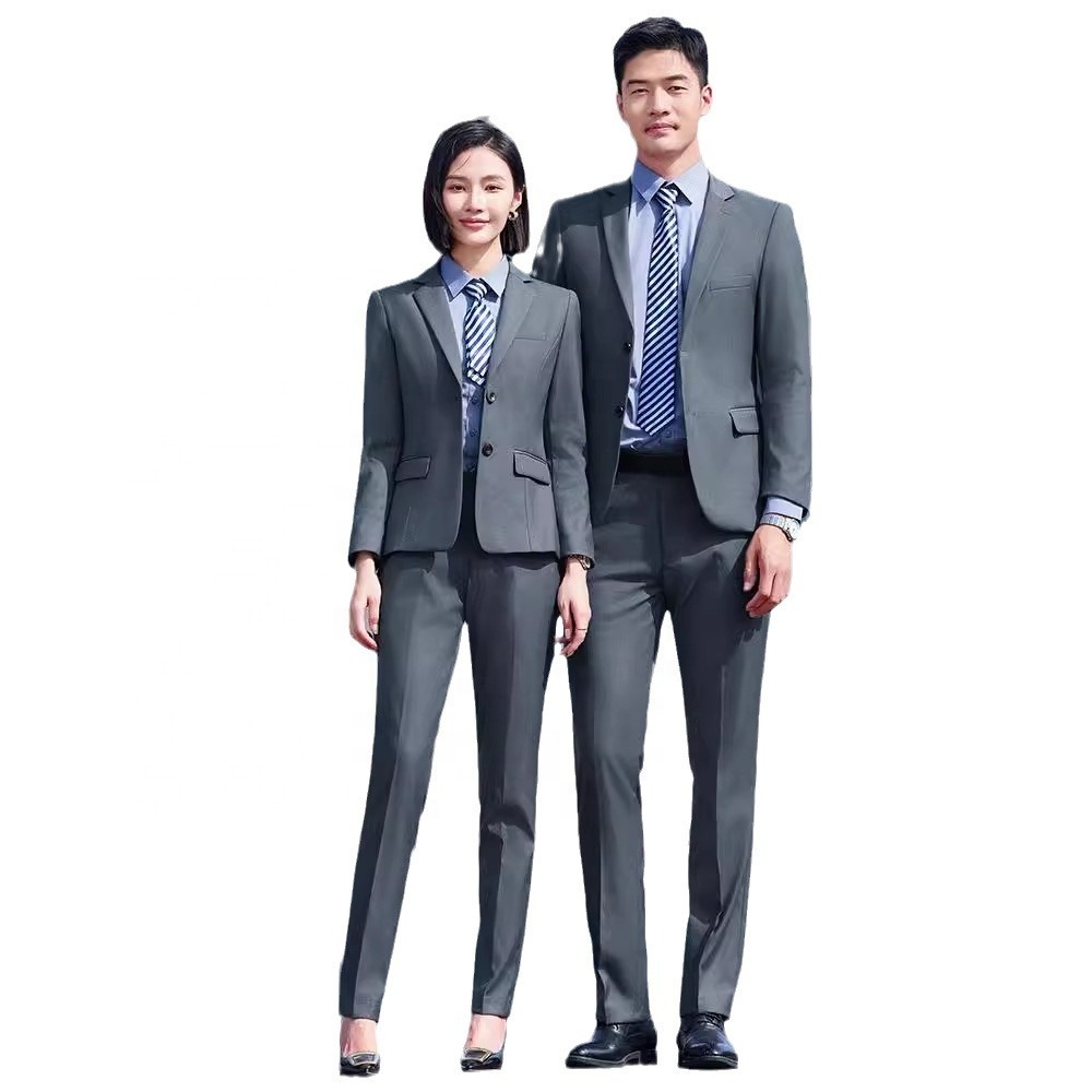 Elegant Civil Servant Bank Work Clothes Button Interviews Formal Work Outfits Professional Women's Black Business Suit