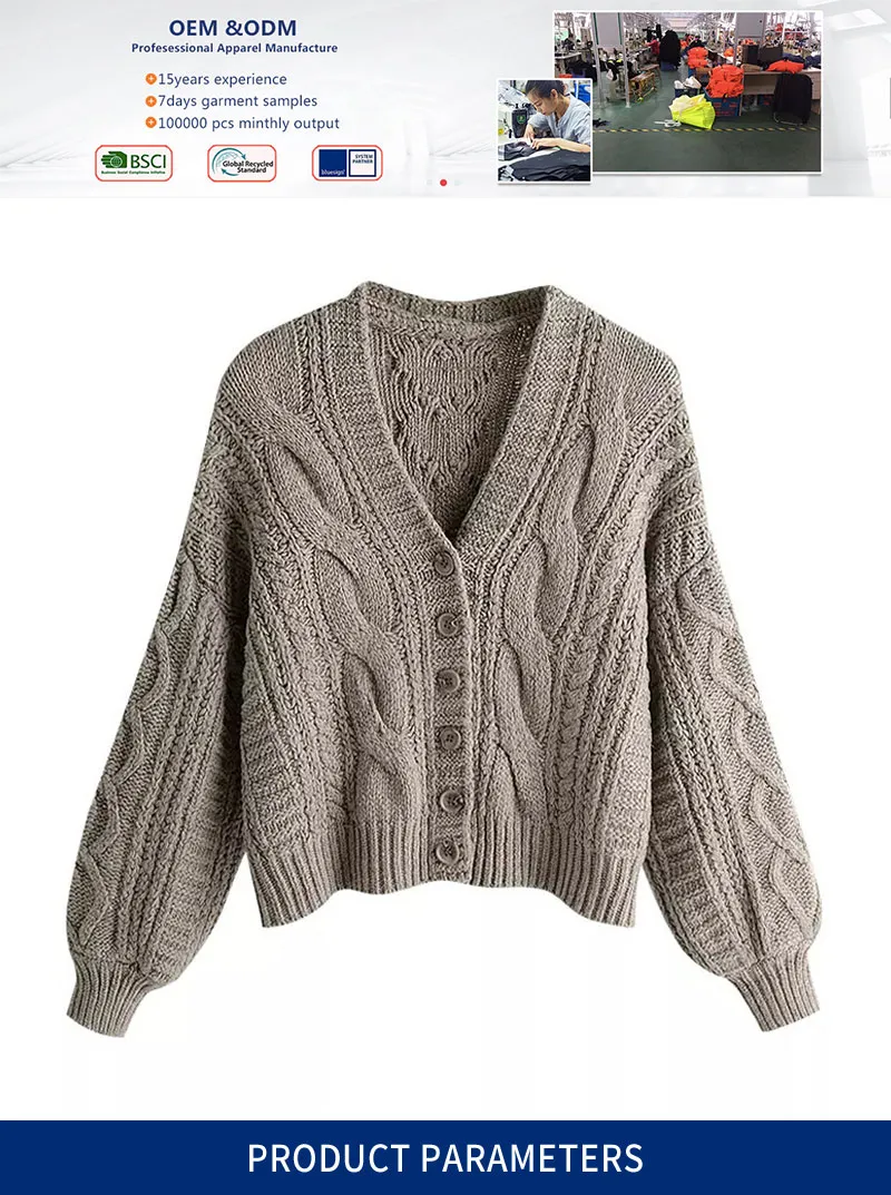 Specializing in Manufacturing Women's Cardigan Sweaters Knitted Sweaters