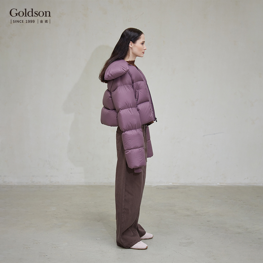 Women's Down Jacket with Attached Scarf Elegant and Warm Outerwear