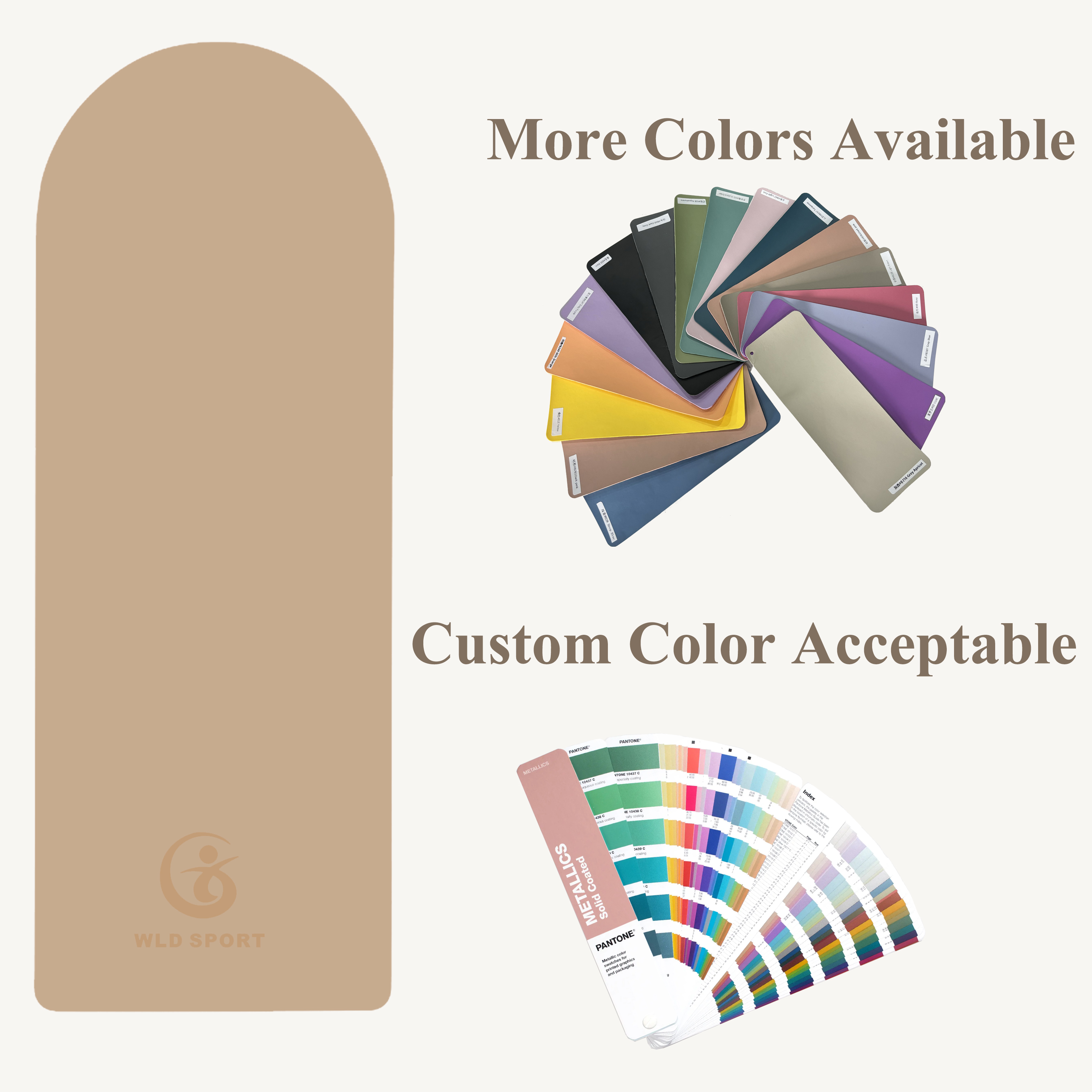 Personalised Eco Friendly Non-Slip Custom Logo Oval Arch Shape PU Natural Rubber Cream Beige Private Label Yoga Mat Set