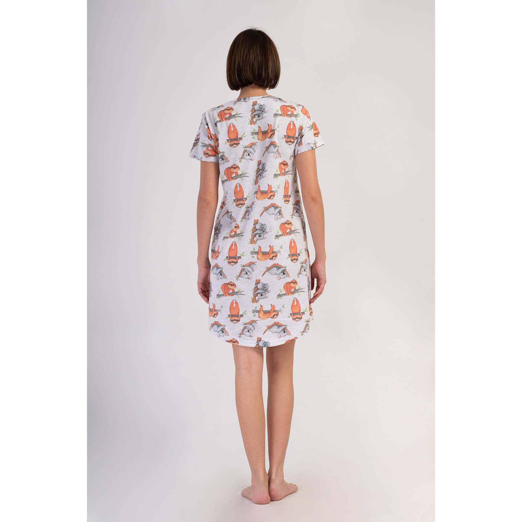 Women's Casual O-Neck Short Sleeve Tunic with Oval Pocket
