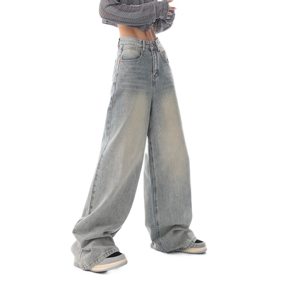 Factory Customized Woman Wholesale-baggy-jeans Oversized Loose Jeans Trousers For Woman