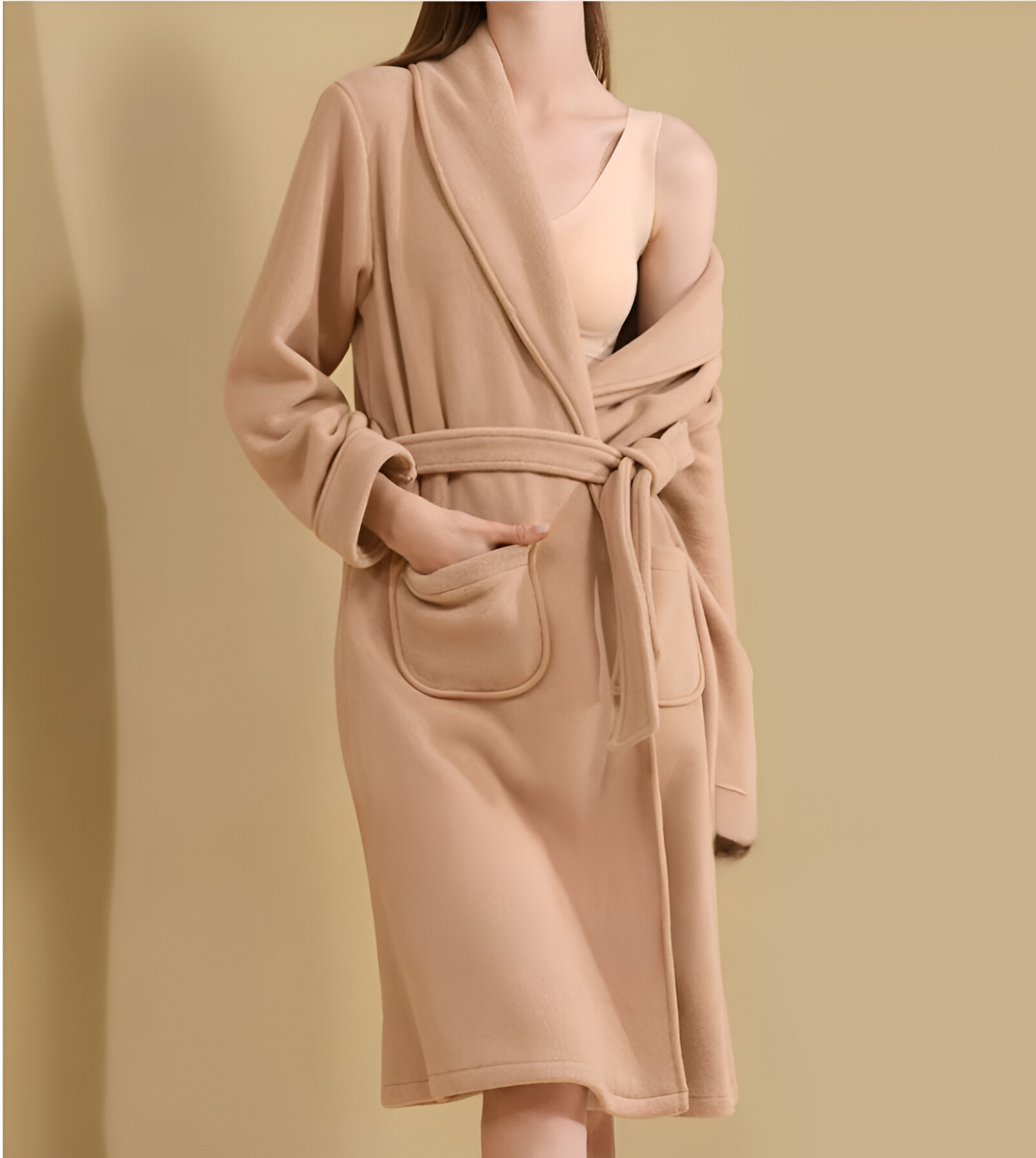 China Factory Cheap Price Exsiting Stock Solid Color Thermal Casual Polar Fleece Women Bathrobe Sleep Wear Spring Autumn Winter