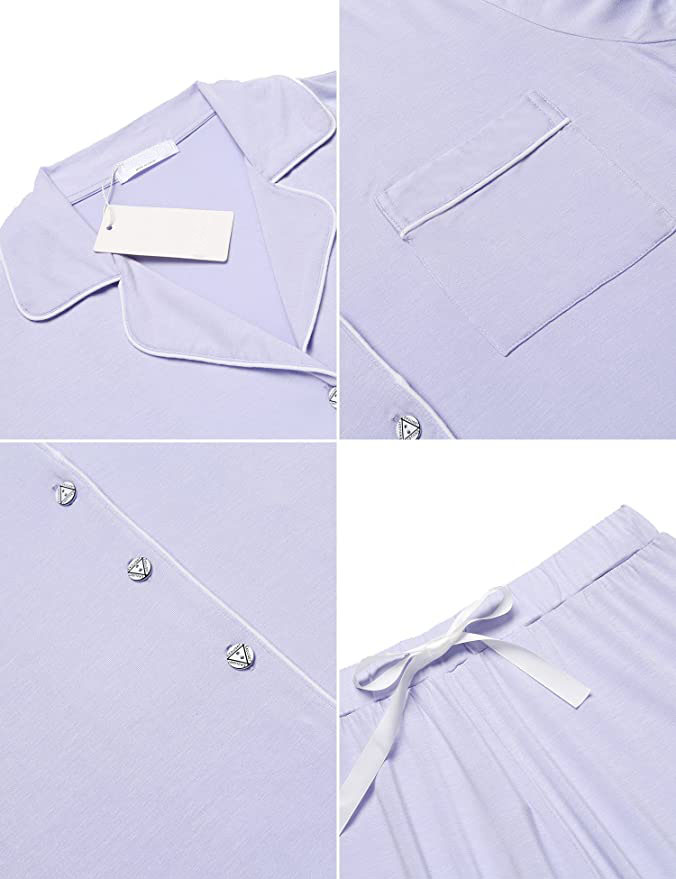 Women's Nightgowns Loungewear Bamboo Viscose Women's Pajamas Set Long Sleeve Sleepwear