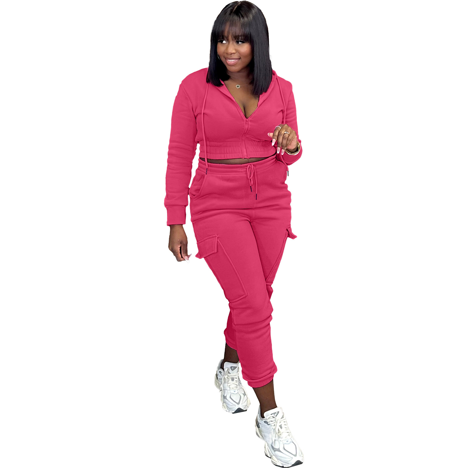 Clothing Women Casual Solid Outfits Custom Long Sleeve Two Piece Sets ClubOutfit Tassel Tech Fleece Tracksuits Women'S Set