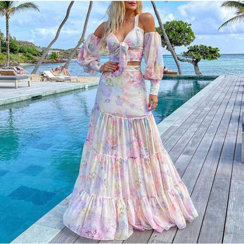Colorful Quality Slip Modest New Print Long Korean Women Dresses Sexy Fashion Dress