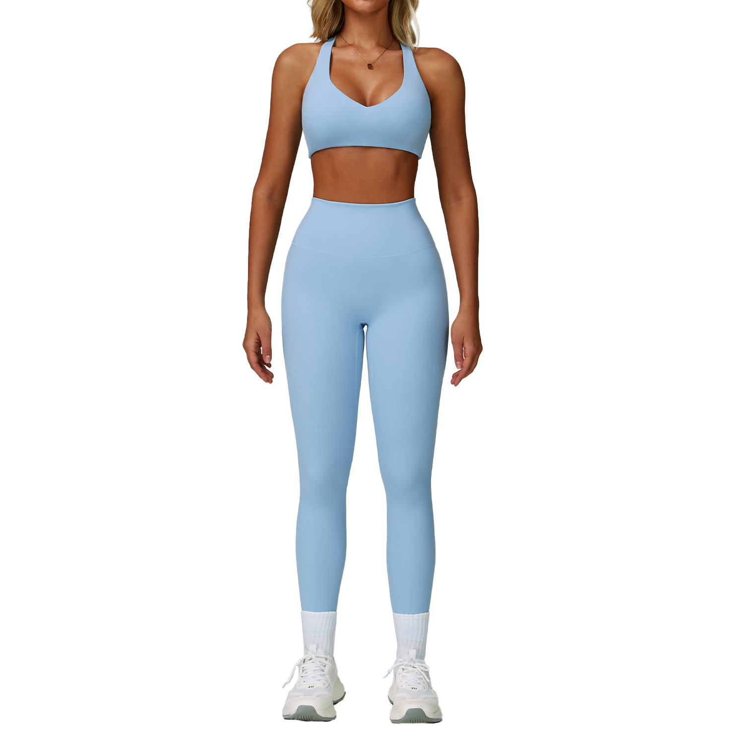 Naked Feel Open Back Quick Dry 3 Piece Yoga Set Women Slim Fit Outdoor Running Fitness Workout Gym Wear Sportswear