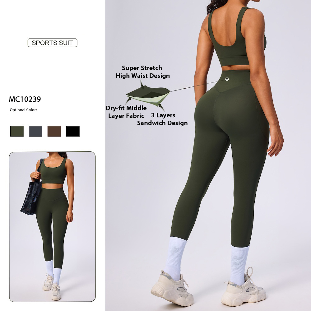 Trendy 2 Piece Yoga Set Women Stand Collar Zipper Jacket Slim Fit Tracksuit High Waist Butt Lifting Leggings Workout Activewear