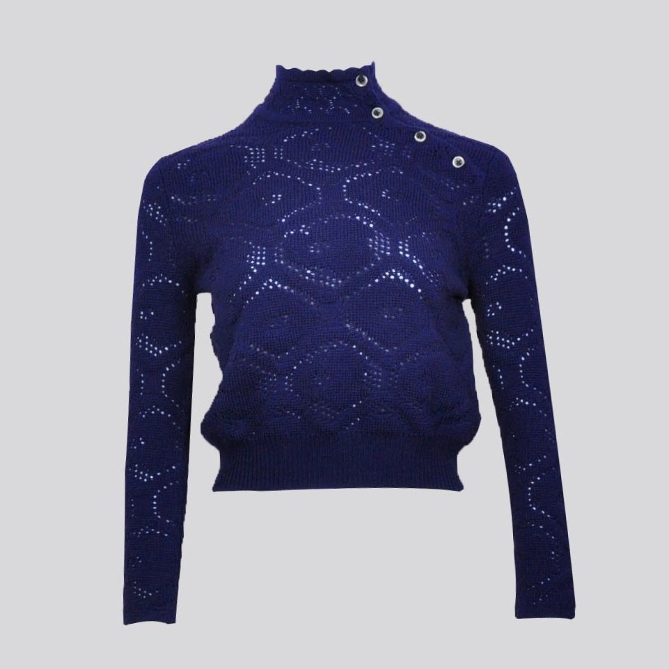 100% Wool Pointelle Pattern Women's Sweater Fashion Knitwear