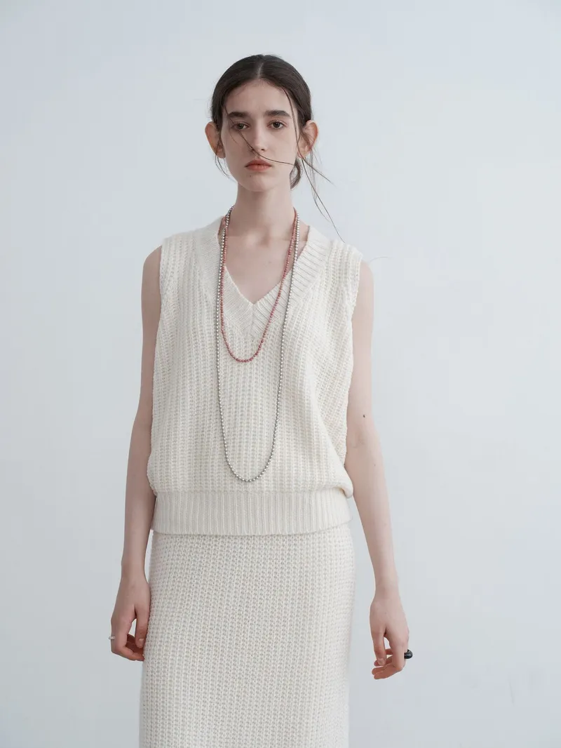 V-Neck Loose Wool Sweater Women's Vest Knitted Sweater