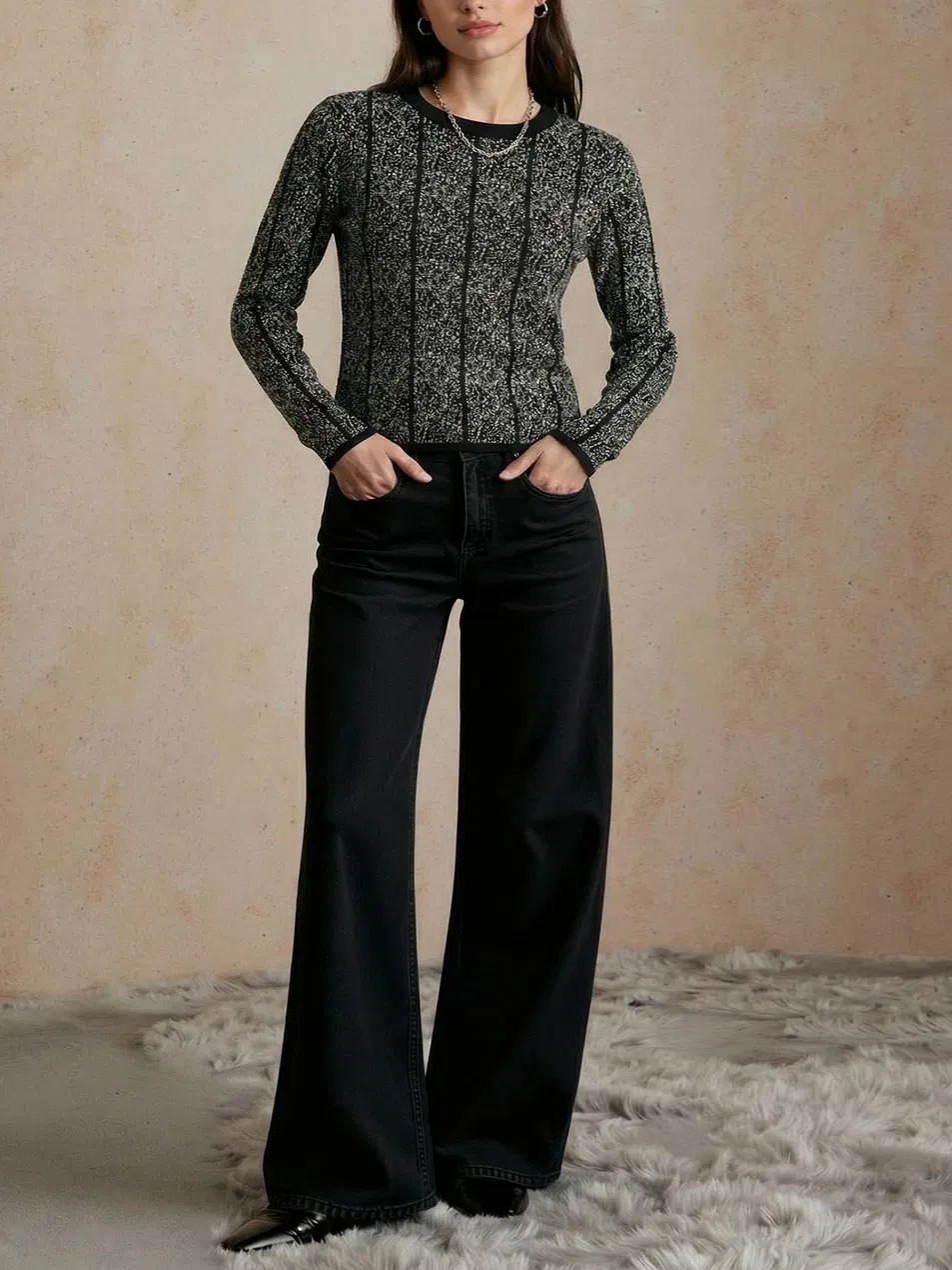 Trendy Women's Knitted Sweater for Fall and Winter Wear