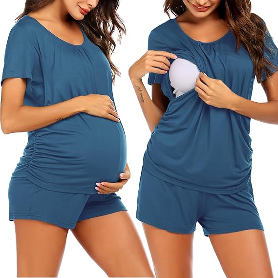 Women's Maternity Pajamas, Breastfeeding Pajamas, Soft Postpartum Casual Set Pajamas, Layered Maternity Wear