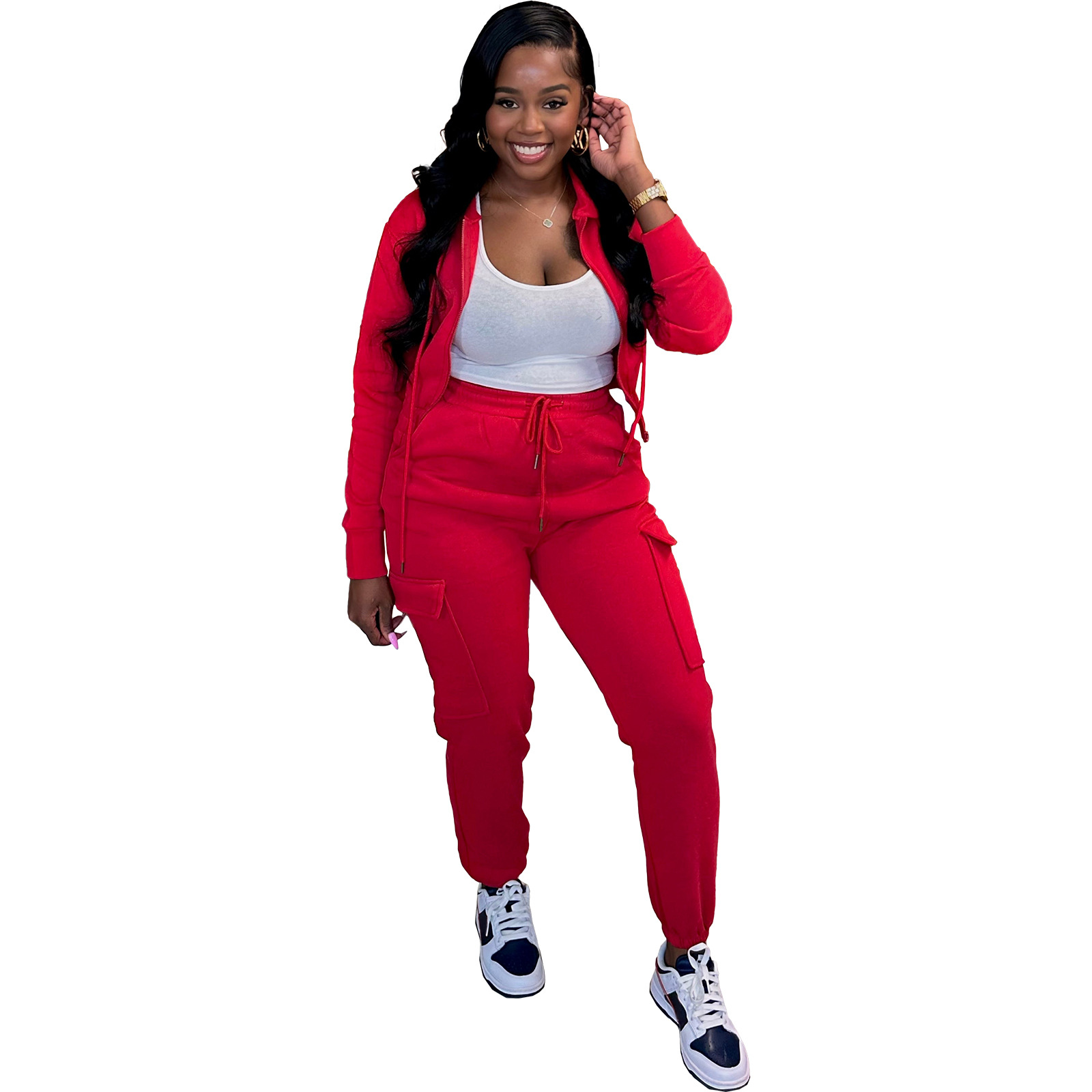 Clothing Women Casual Solid Outfits Custom Long Sleeve Two Piece Sets ClubOutfit Tassel Tech Fleece Tracksuits Women'S Set