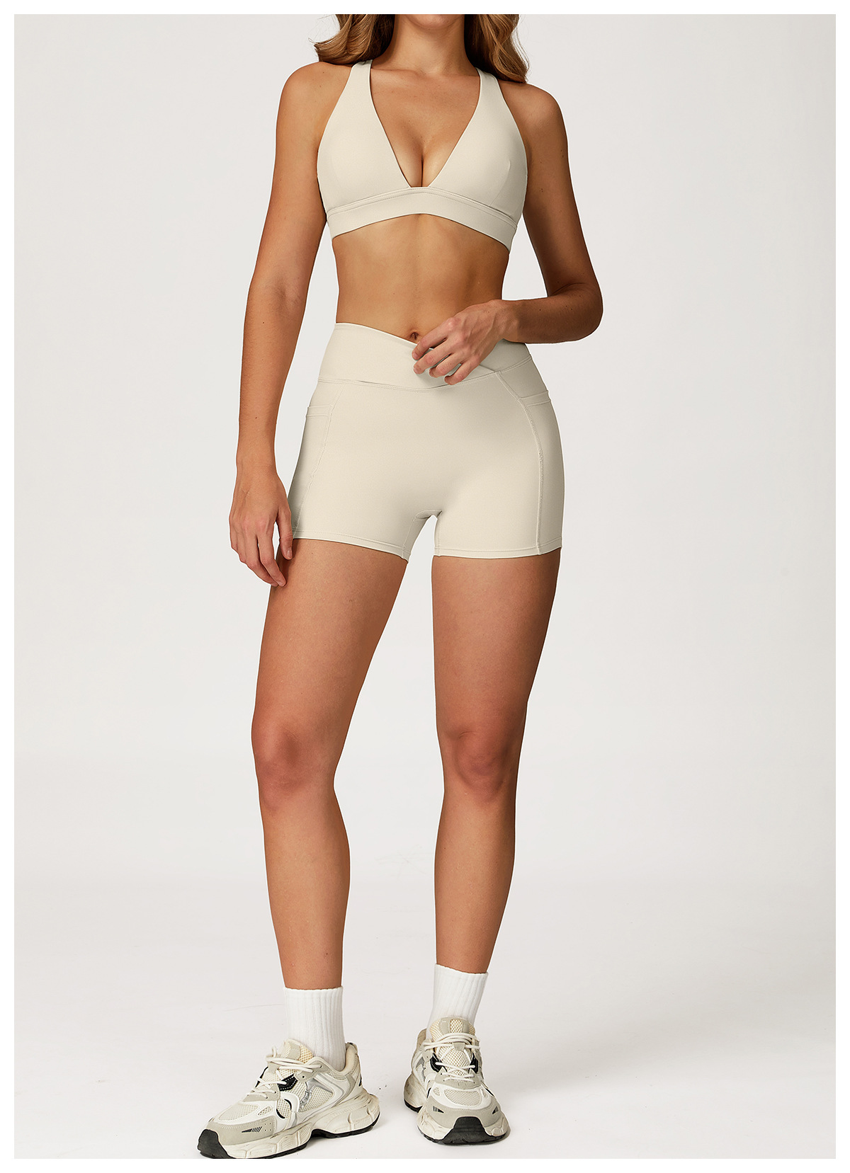 Women's Breathable Sports Yoga Set Barely-There Racerback Tight Solid Pattern Outdoor Running Fitness Wear Front Logo