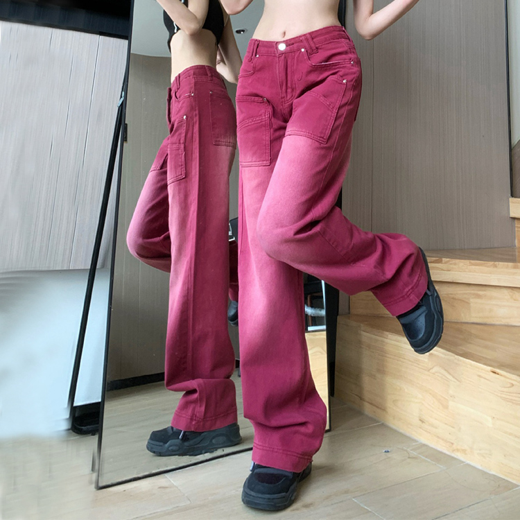 Women's Trendy Vintage-Washed Straight-Leg Jeans - High-Quality Denim, Casual Classic Fit for Daily Wear