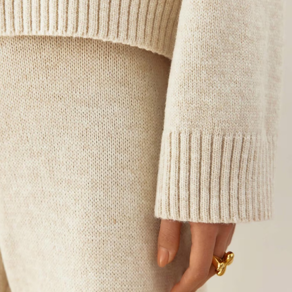 Casual Two-piece Loungewear O-neck Knitted Sweater Suit Two Piece Knitted Set Knitted Set For Women Knitwear Set