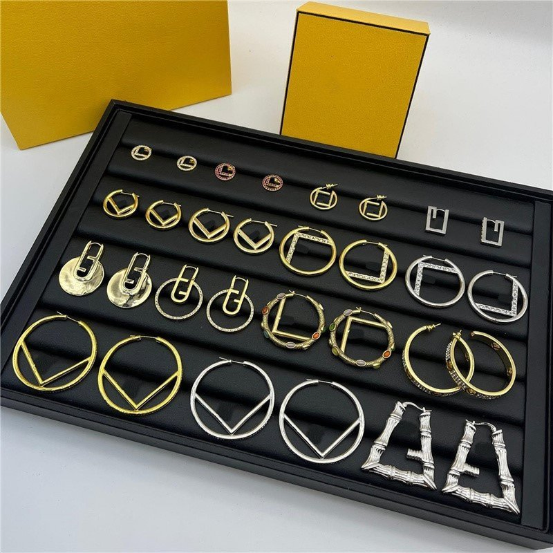 Luxury Famous Brands Designer Earrings 18K Gold Plated Stainless Steel Letter Hoop Earrings for Women