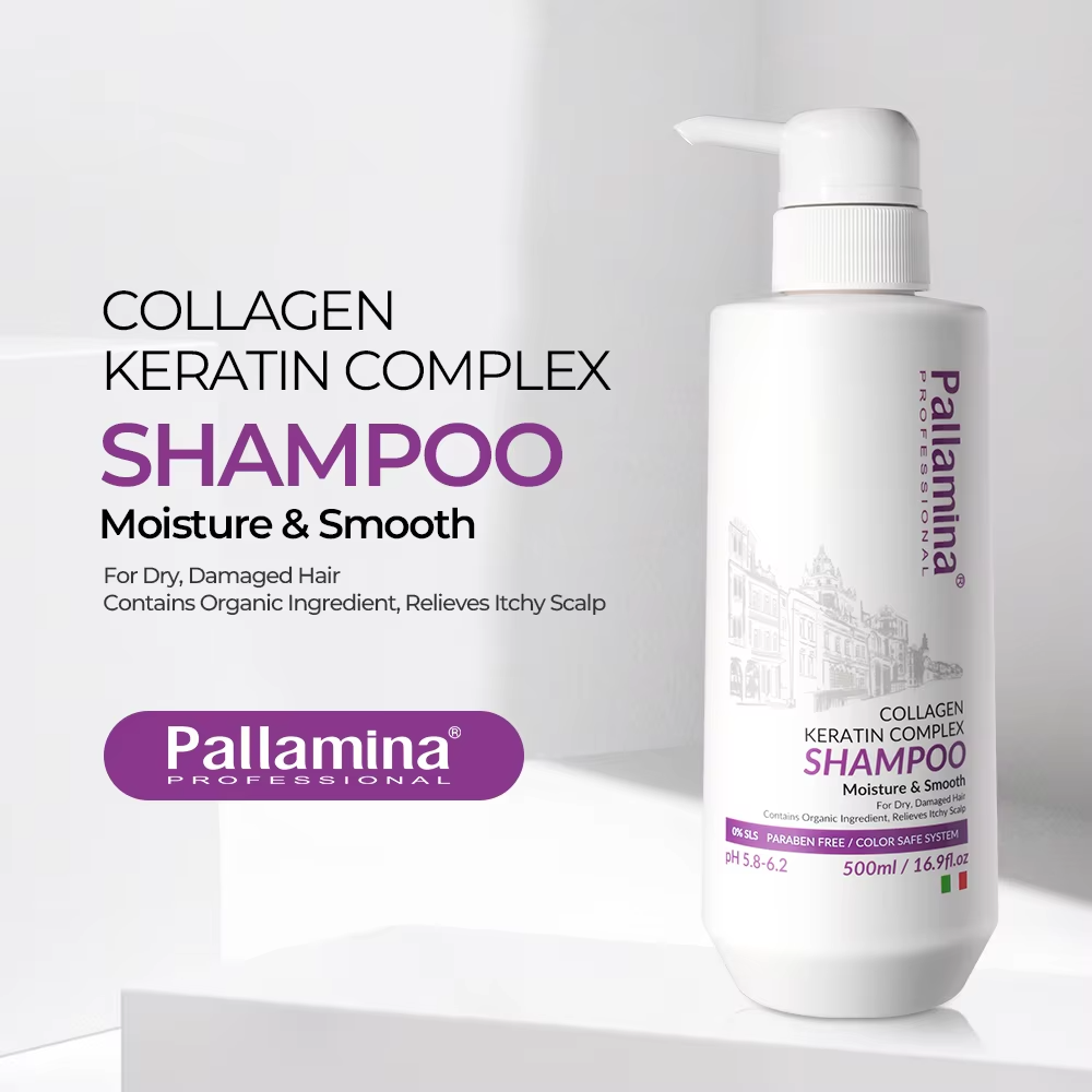 Pallamina Keratin Shampoo Hair Smoothing Strengthening Care Private Label OEM ODM Professional Salon Sulfate Free Shampoo