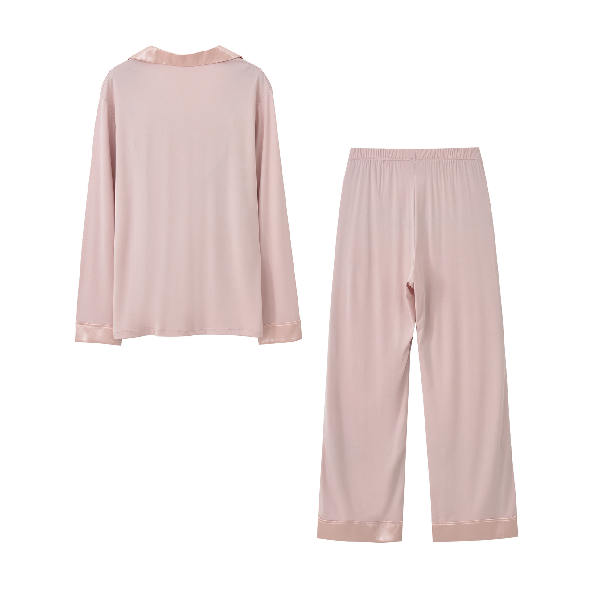 Luxury Quality Cozy Pink Color for Women Loungewear Made From Tencel Modal Patchwork Satin Design Two Pcs Pajamas for Women Set