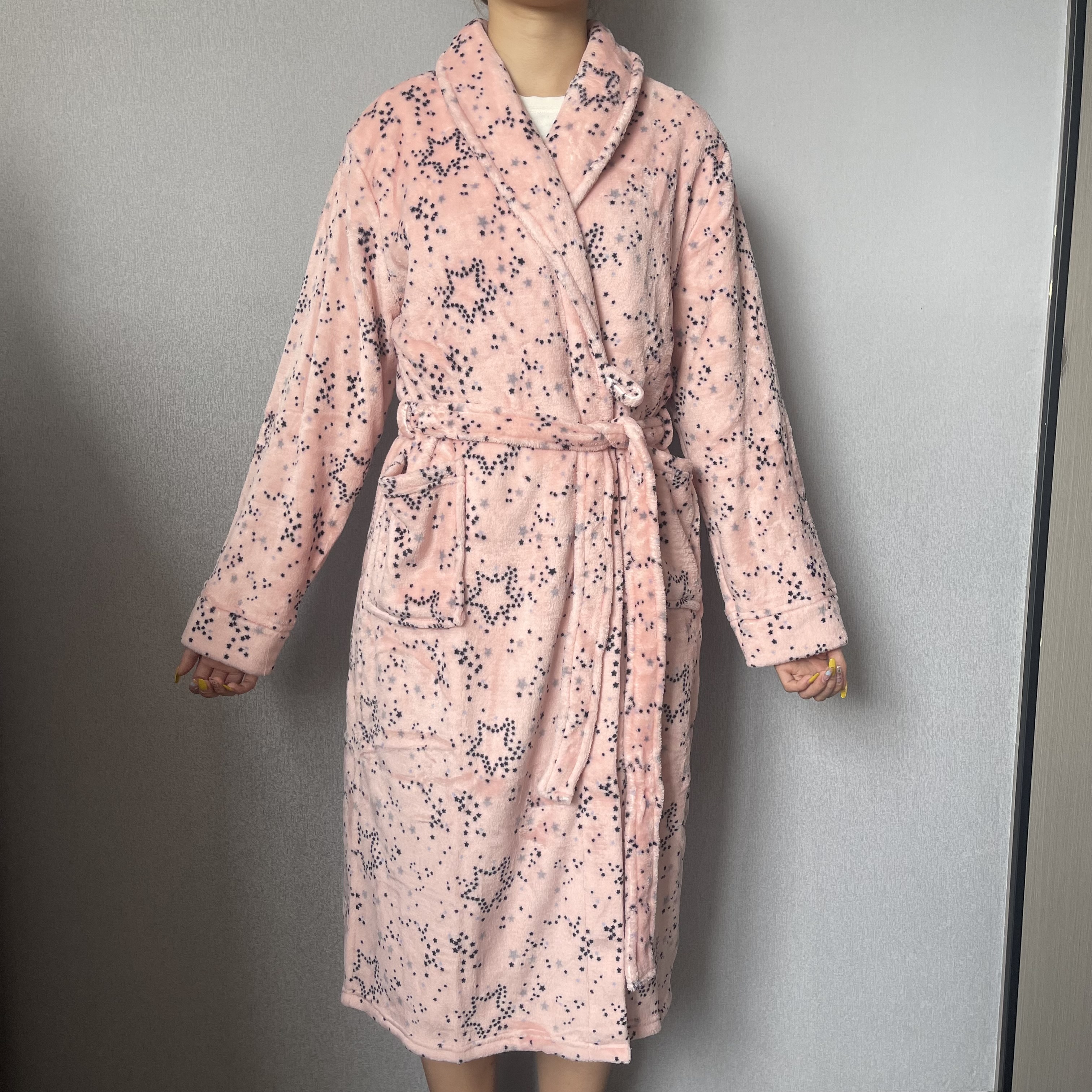 Bathrobe Women 100% Polyester Sleepwear Nighty Pajamas Coral Fleece Sleepwear