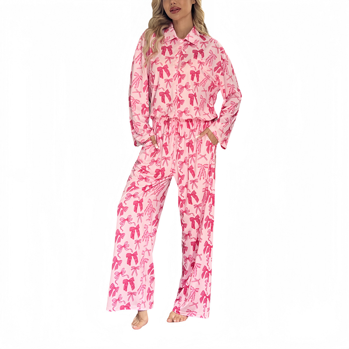 Digital Printing with Customization Prints and Logo Design Women Sleepwear Long Sleeve Long Pants Made From Bamboo/Modal/Cotton