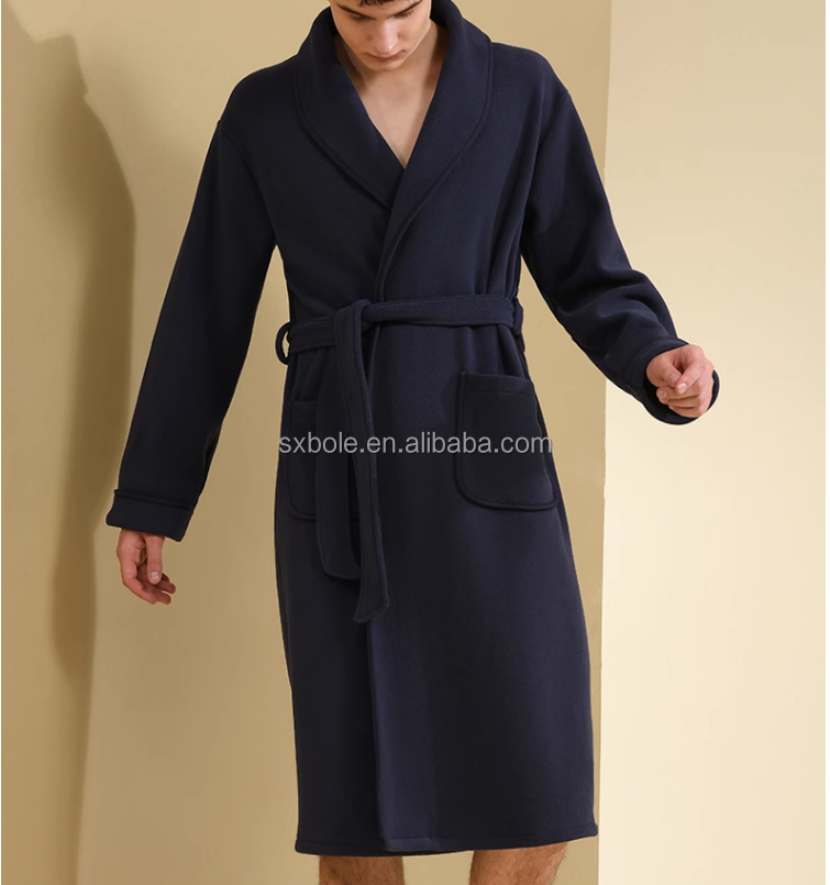 Solid Color Thermal Casual Polar Fleece Women Bathrobe Sleep Wear Spring Autumn Winter