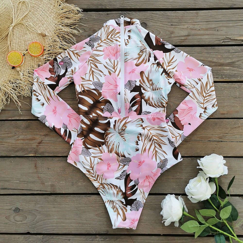 Sport One Piece Swimsuit Surfing Suit Crew Neck Rash Guard One Piece Swimsuit for Women Detail 3