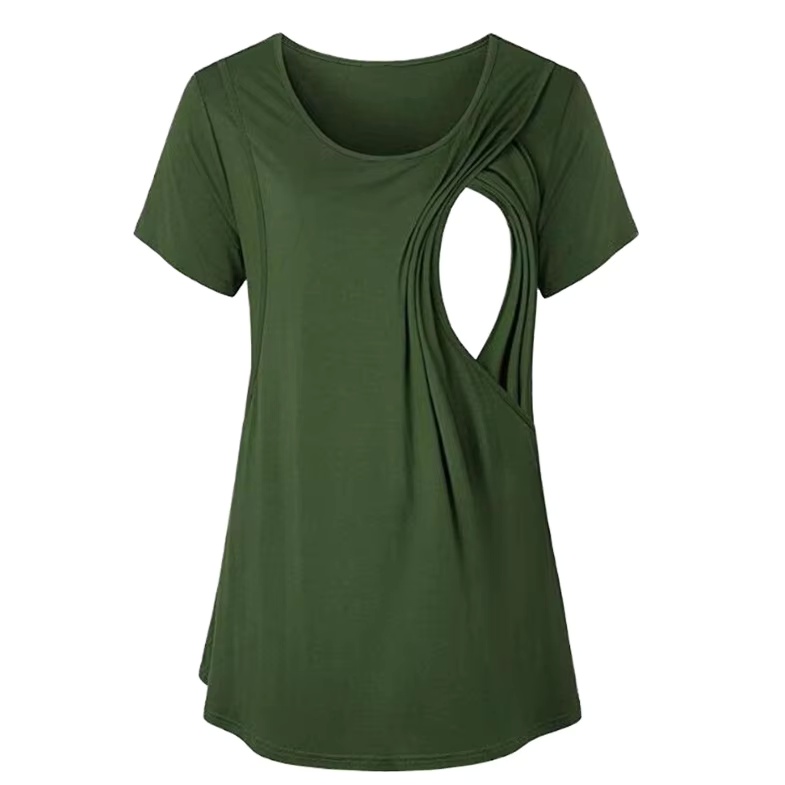 Maternity Wear Plus Size Women's Bamboo Sleepwear Maternity Short Tee With Nursing Bra Pregnancy Clothing Bamboo Modal Sleepwear
