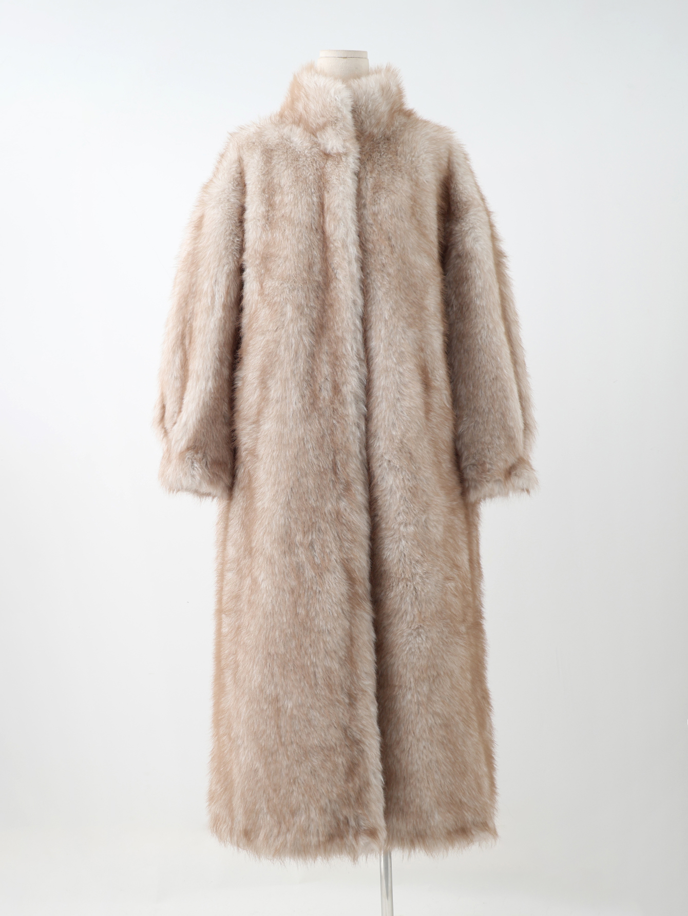 2026 New Women's Stand Collar Faux Fur Coat Long Two Tone Gradient Jacket Winter Luxury Concealed Snap Outerwear