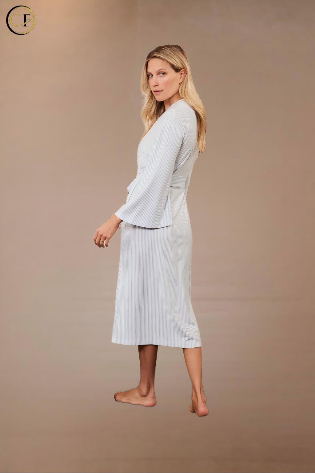 Lightweight Modal/Cotton Full-Length Long Sleeve Robe with Soft Smooth Breathable Fabric for Women's Sleepwear and Casual Wear
