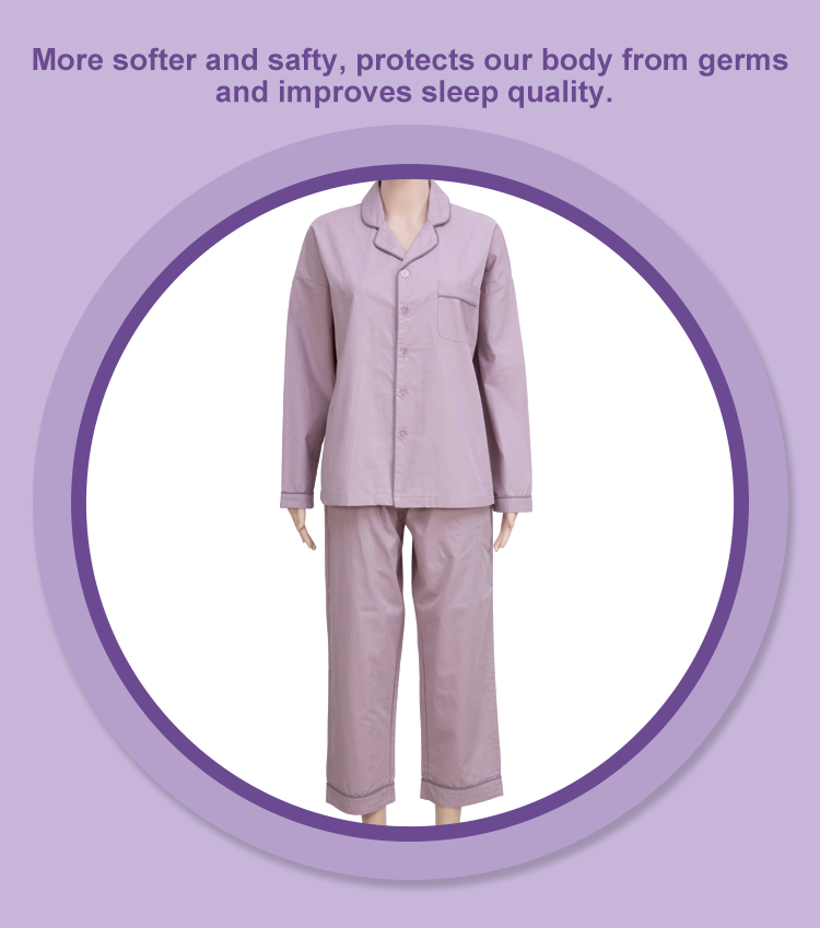 Custom logo Soft Double Pure Silver Fiber Anti-microbial Sleepwear Women Pajamas