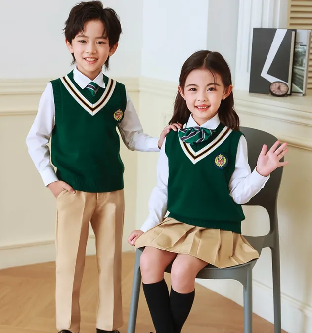 Custom Formal Dress for Autumn School Uniform Students Clothing Kids Clothes for Children Wear