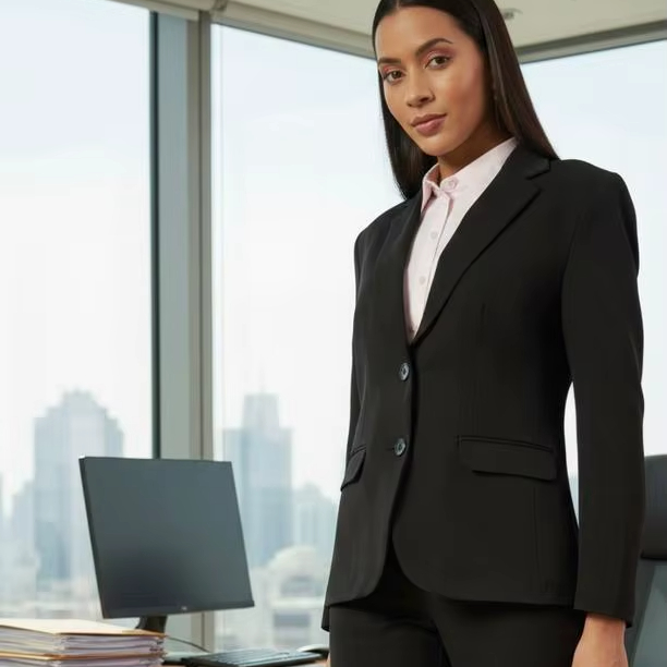 Professional Women's Tailored Two-Piece Business Formal Suit Set Breasted Blazer High-Waisted Straight-Leg Trousers