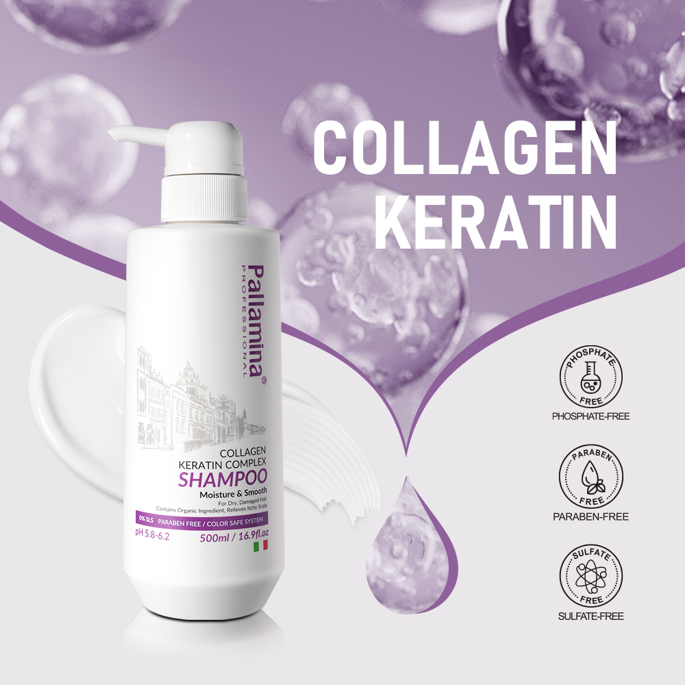 Pallamina Keratin Shampoo Hair Smoothing Strengthening Care Private Label OEM ODM Professional Salon Sulfate Free Shampoo