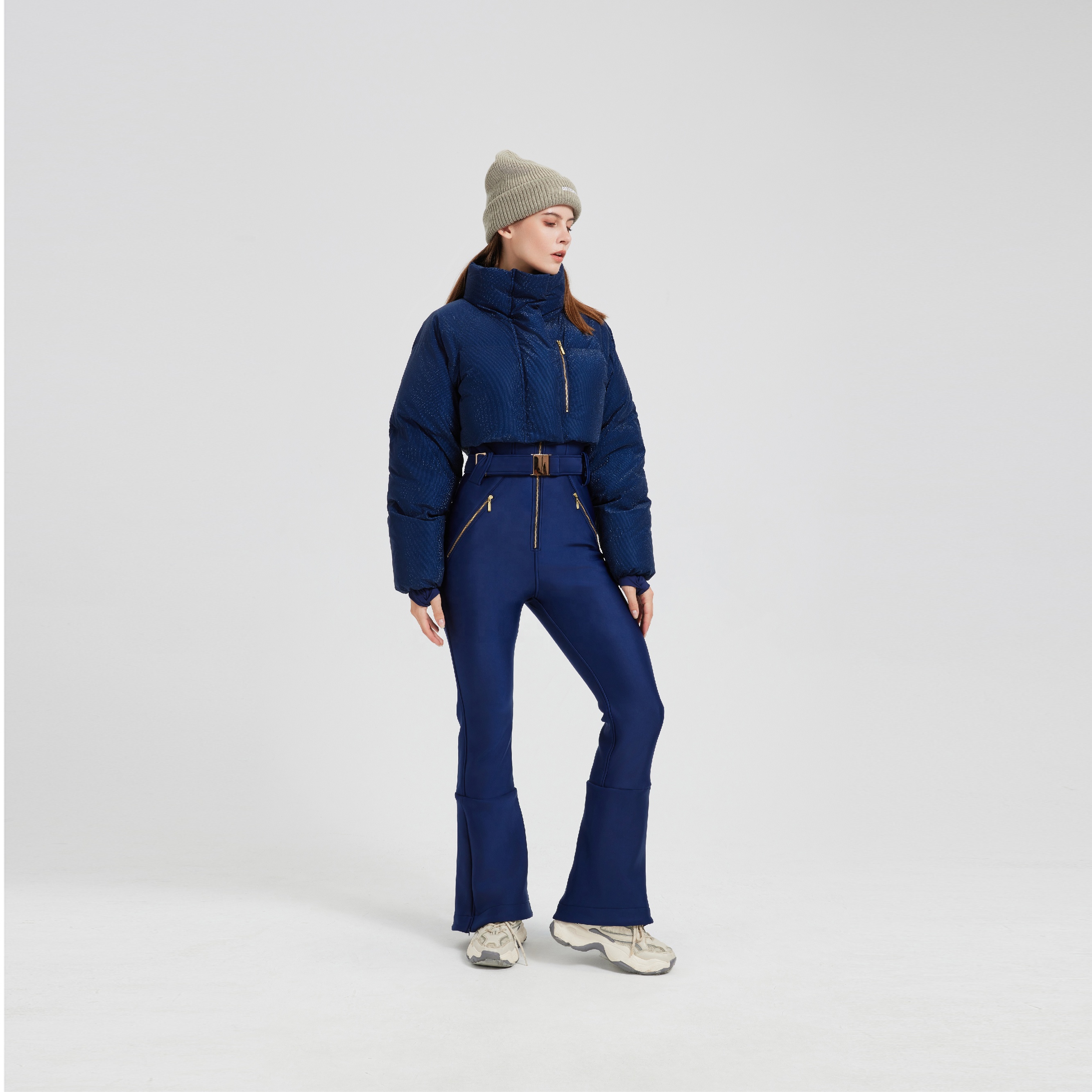 Women's High Quality Waterproof Windproof Snow Jumpsuit Winter Outdoor Plus Size Print Zip Hooded Ski Wear Loose Fit Warm