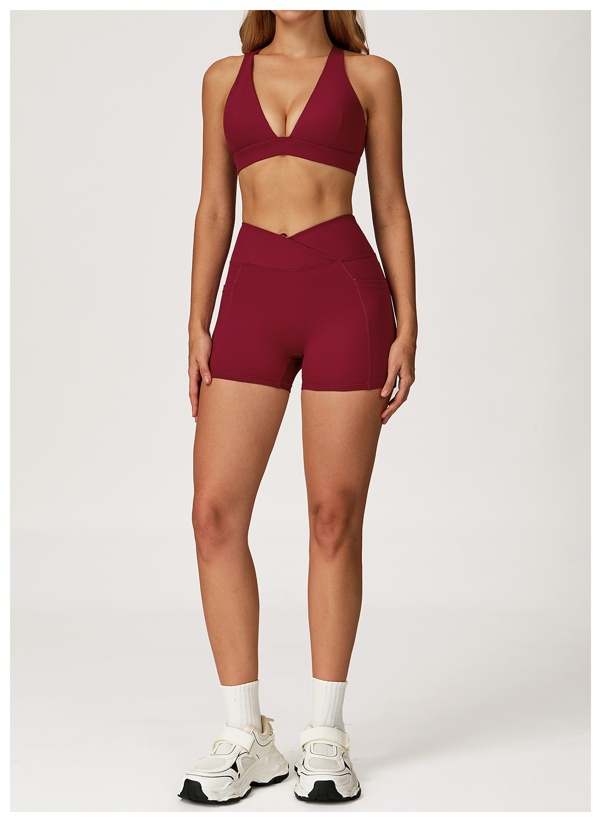 TongJoes Women's Breathable Sports Yoga Set Barely-There Racerback Tight Solid Pattern Outdoor Running Fitness Wear Front Logo