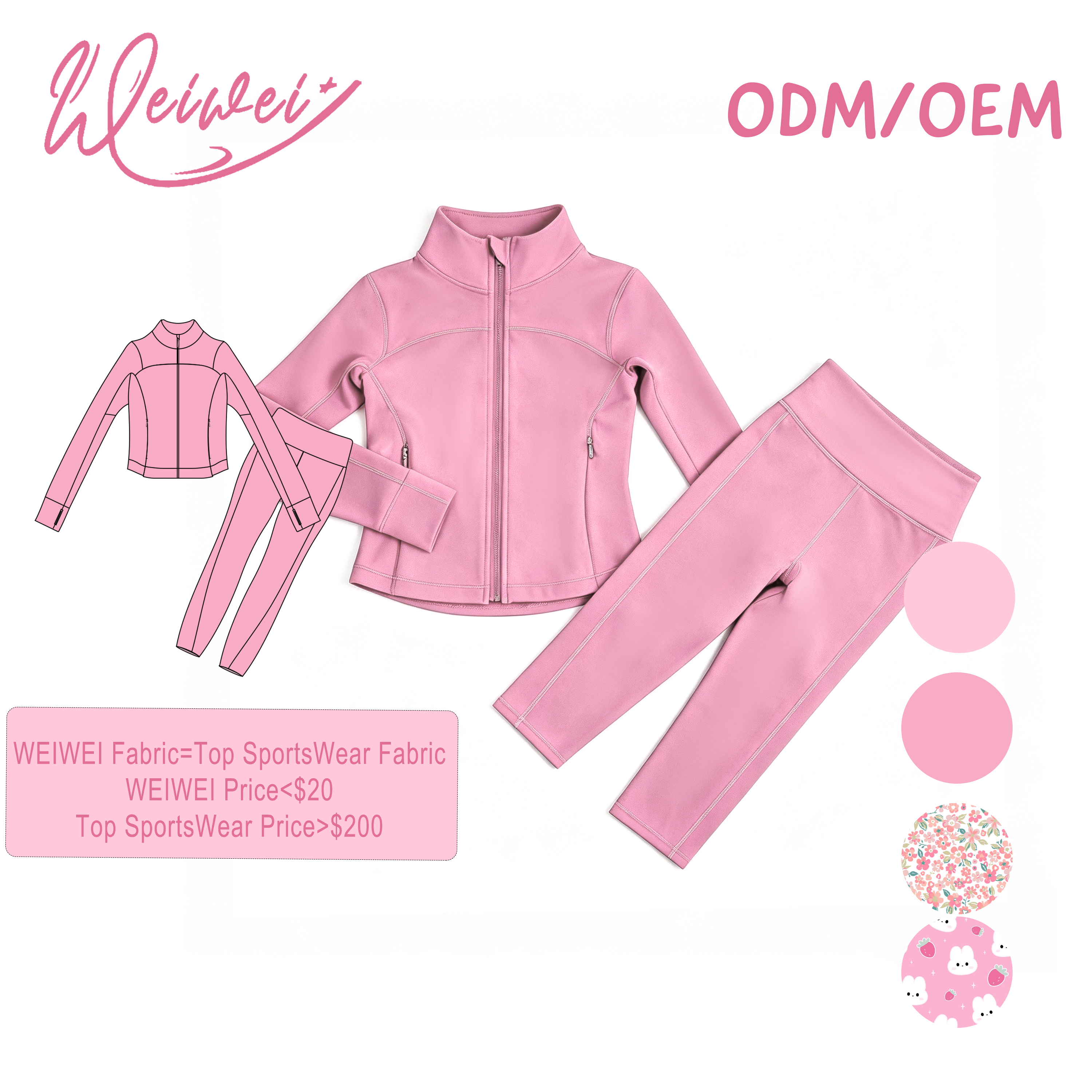 WEIWEI Wholesale Girls Yoga Sets Private Label Kids Activewear Sets Girls OEM Custom Logo Naked Feel 80/20 Nylon Spandex For Gym