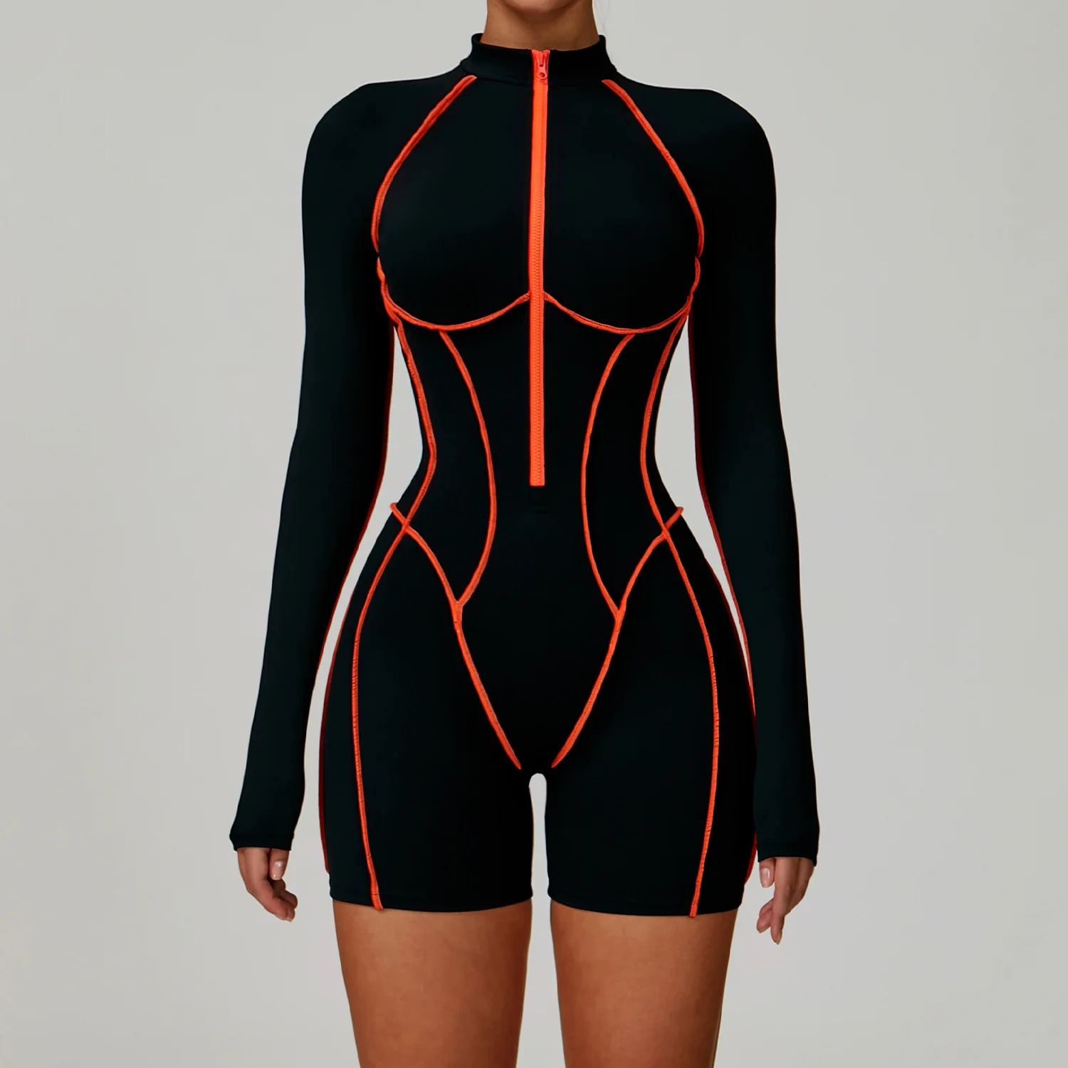 Custom Brushed Color Block Yoga Jumpsuit With Cutout Back Tight Fit High Support Activewear For Women