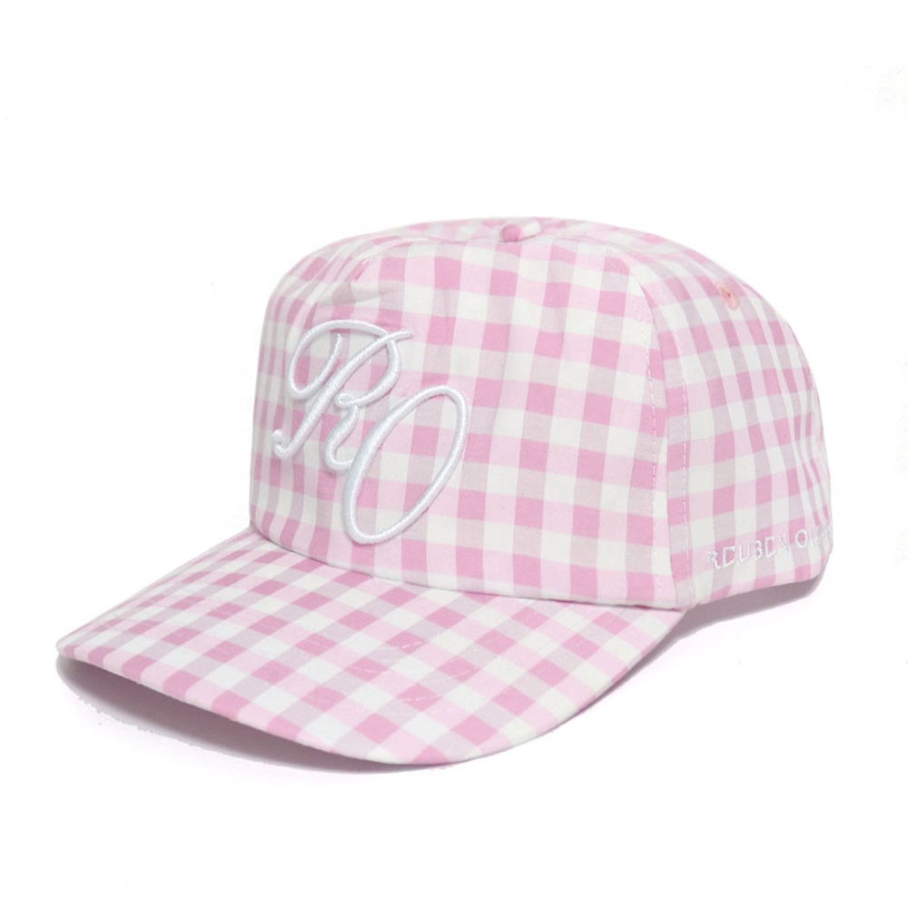 New Design Cotton Custom 3D Embroidered Logo Plaid Ideal For Summer Outings Casual Fashion Unstructured Women's Dad Hats Caps