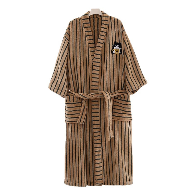 LDN Factory Direct Customized Coral Fleece Women's Yarn Dyed Animal Print Sleepwear Nighty Dress Bathrobe Wholesale Custom