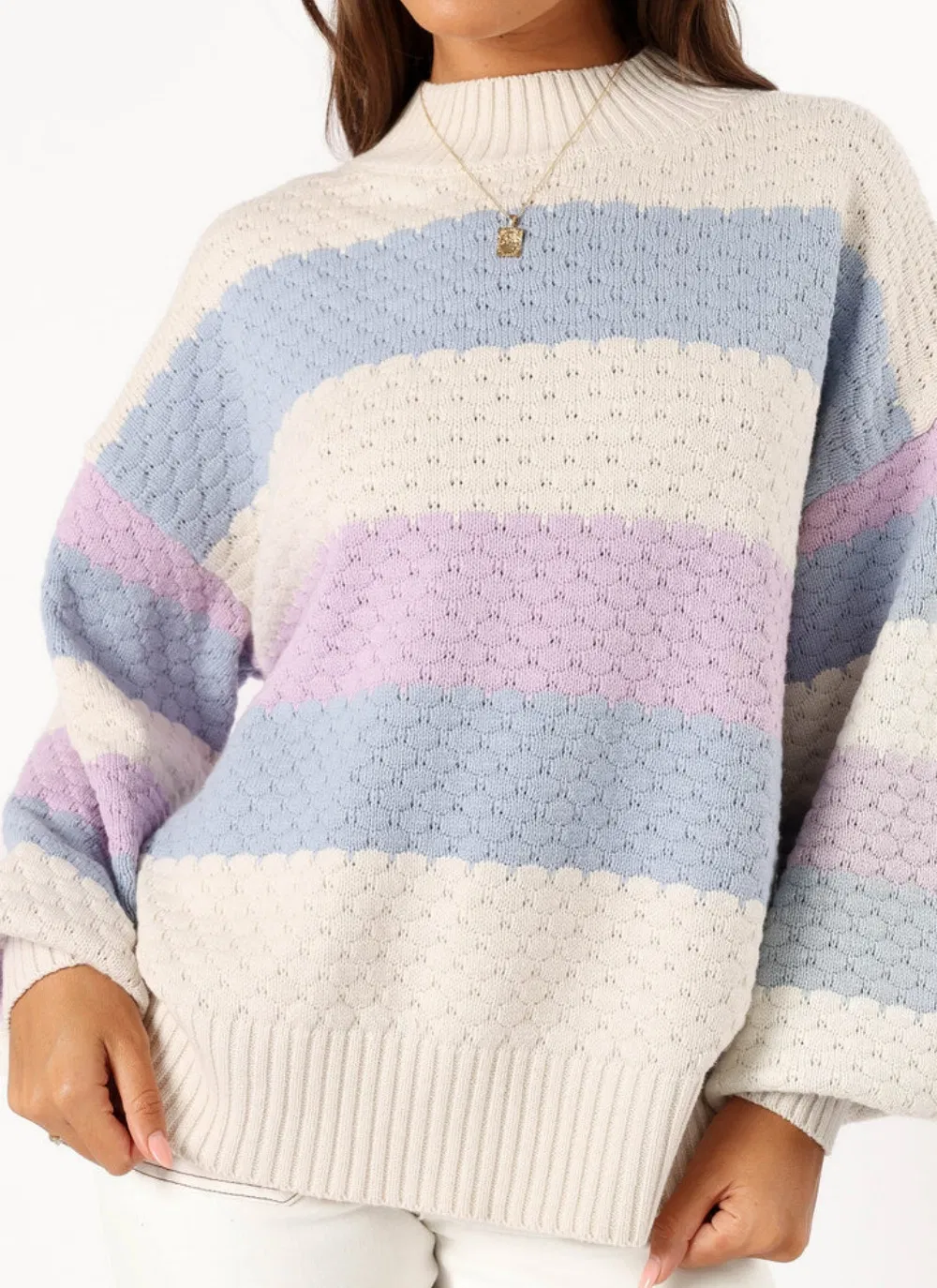 Multi Stripe Knit Sweater for Women