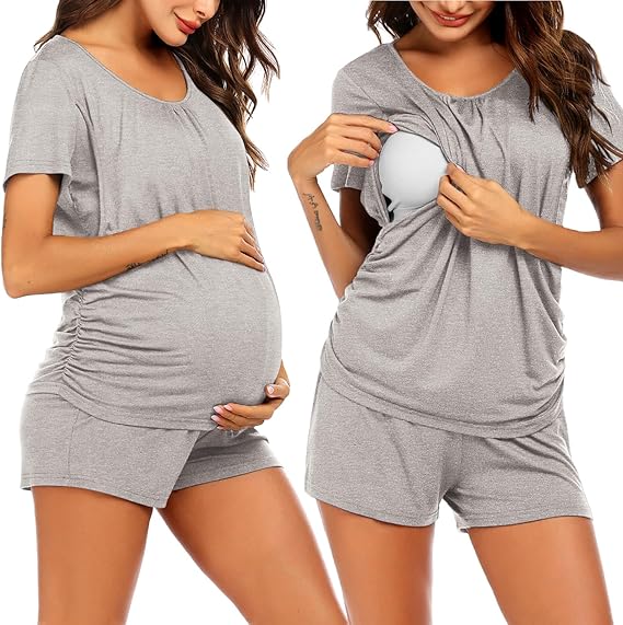 Women's Maternity Pajamas, Breastfeeding Pajamas, Soft Postpartum Casual Set Pajamas, Layered Maternity Wear