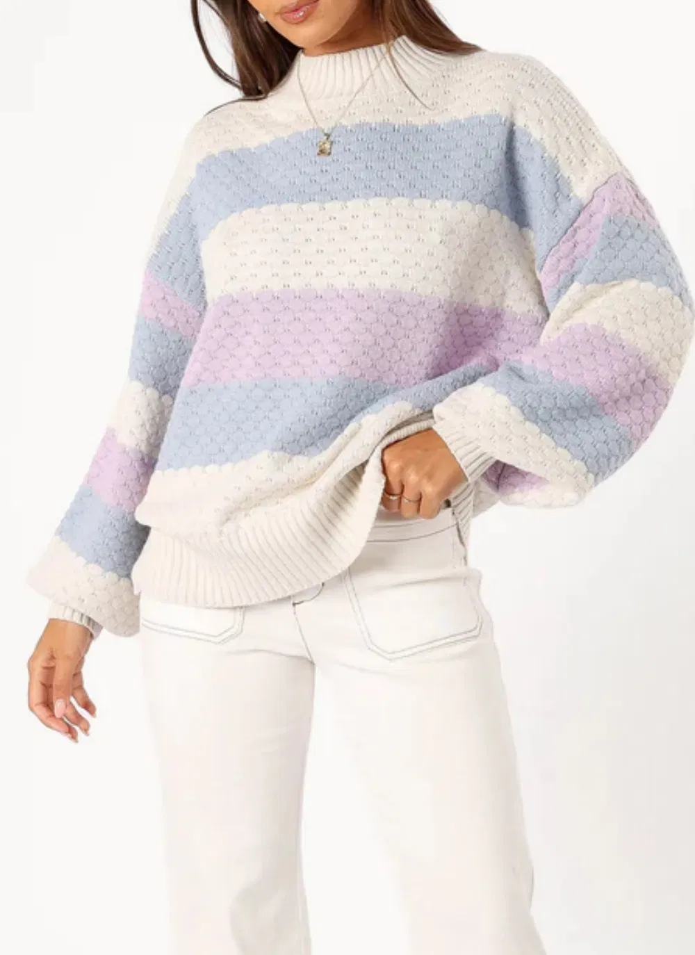 Multi Stripe Knit Sweater for Women