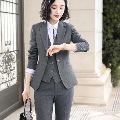 Wholesale 3 Pieces Suit Set Pant Suit Women Quality Office Ladies Work Wear Women Formal Suits Female Blazer Jacket Vest Trousers