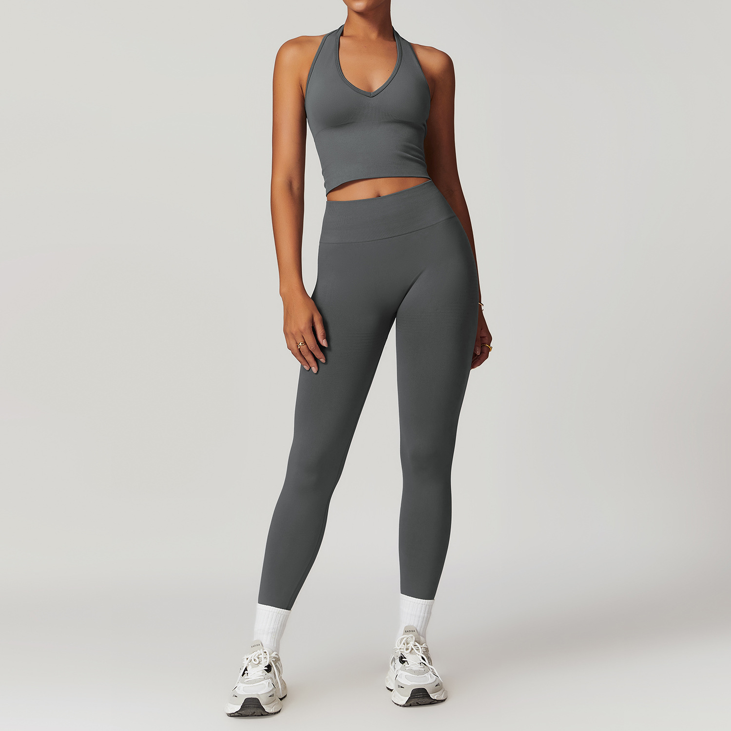 5-Piece Seamless Yoga Sets - Wholesale Custom Sportswear for Women, Tummy Control Ribbed Waist &amp; Butt-Lifting Gym &amp; Yoga Workout