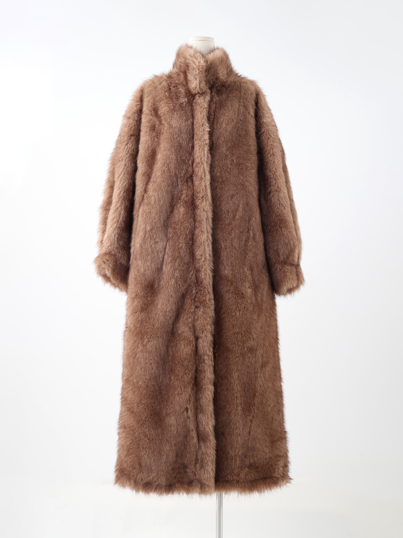 2026 New Women's Stand Collar Faux Fur Coat Long Two Tone Gradient Jacket Winter Luxury Concealed Snap Outerwear