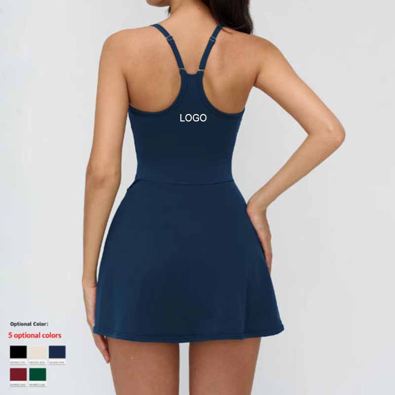 Cross-border Hollow-out Beautiful Back Dress Anti-light Leggings Cloud Sense Women's Spandex/Nylon Casual Outdoor Sports Tennis