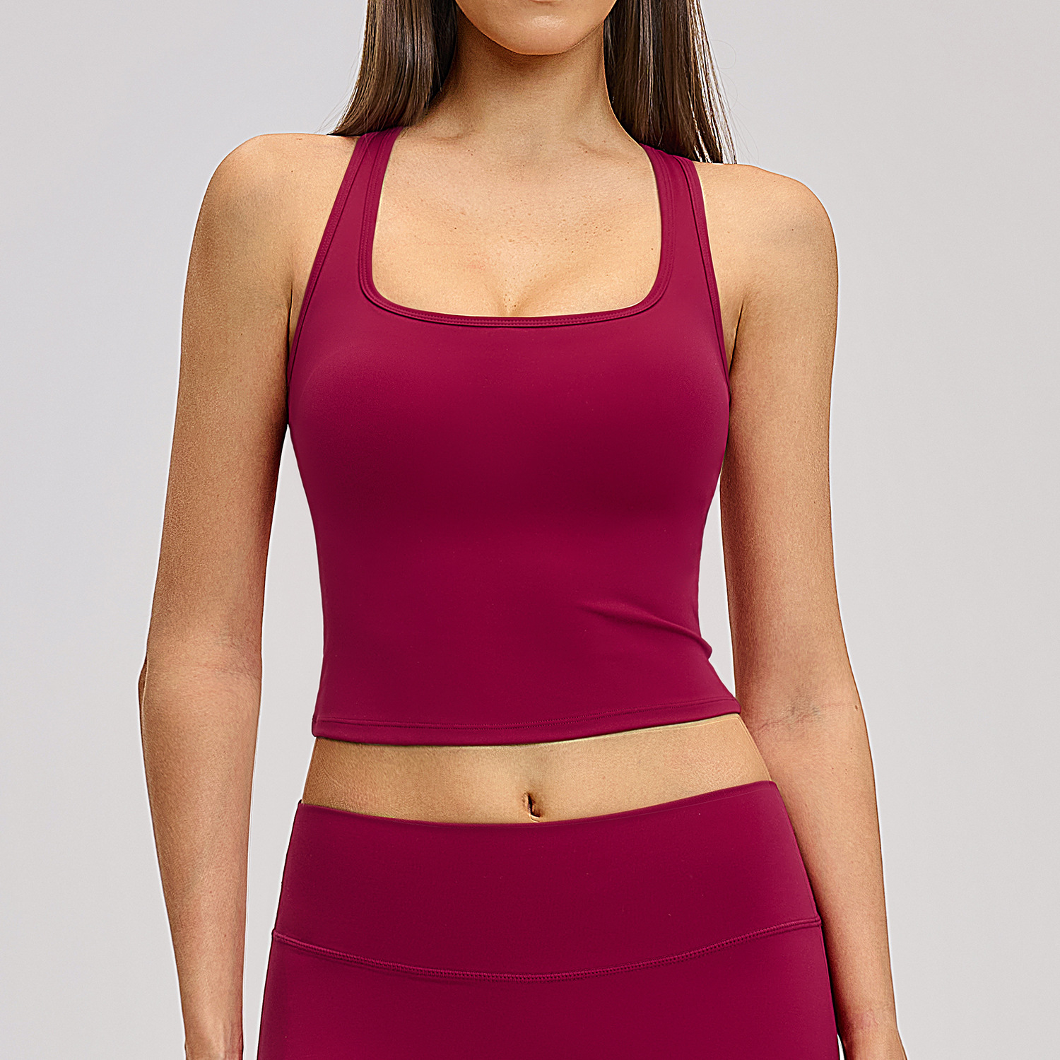 Brushed Spandex/Nylon Lightweight Tank Top Sports Vest Women Tight Quick-drying Casual Running Fitness Yoga Wear Fashion Front