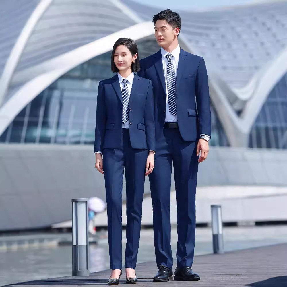Elegant Civil Servant Bank Work Clothes Button Interviews Formal Work Outfits Professional Women's Black Business Suit