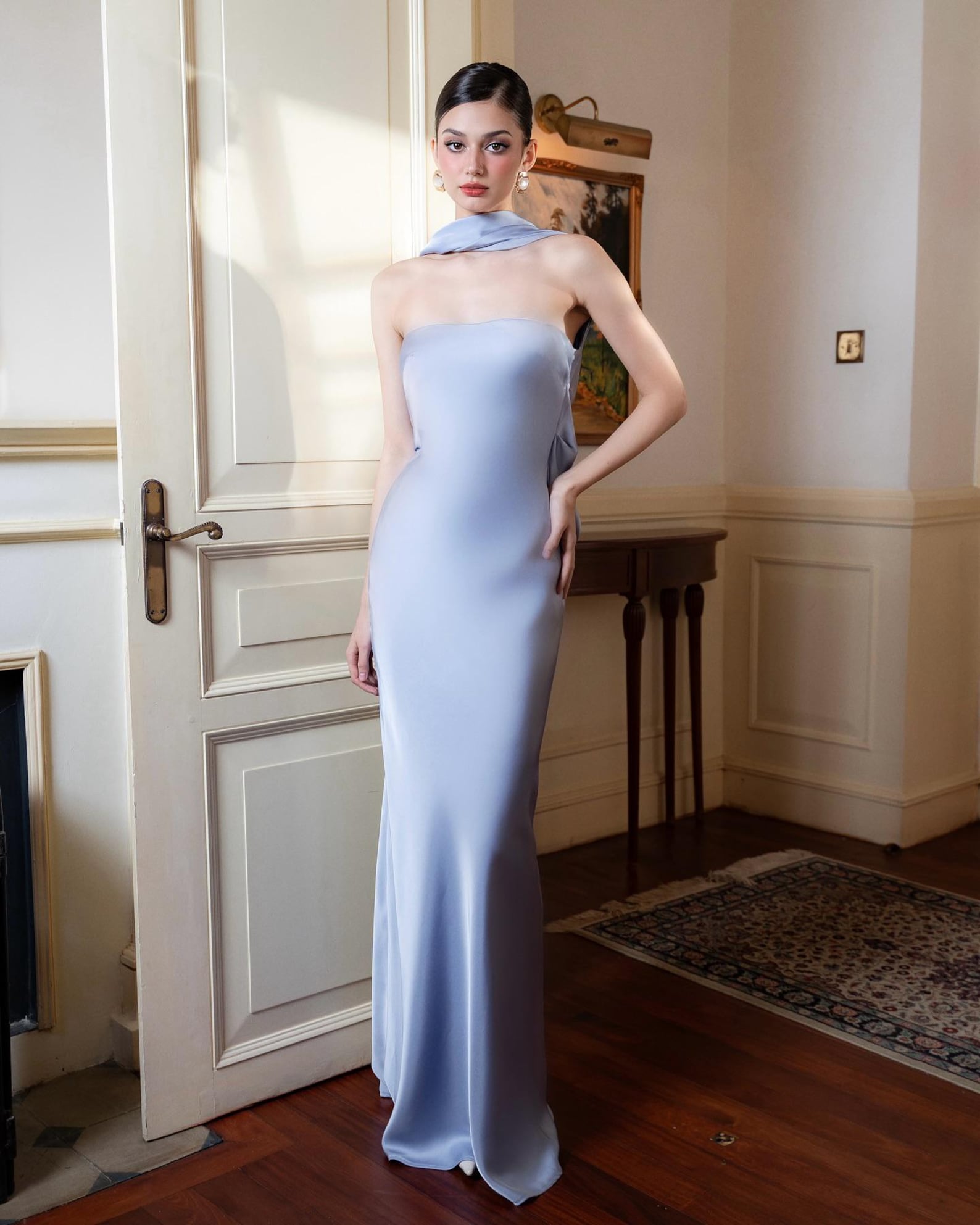 Trendy And Fashionable Women's Sleeveless Modest Silk Maxi Dress For Wedding Guest And Bridesmaid Plain Dyed Available Big Size